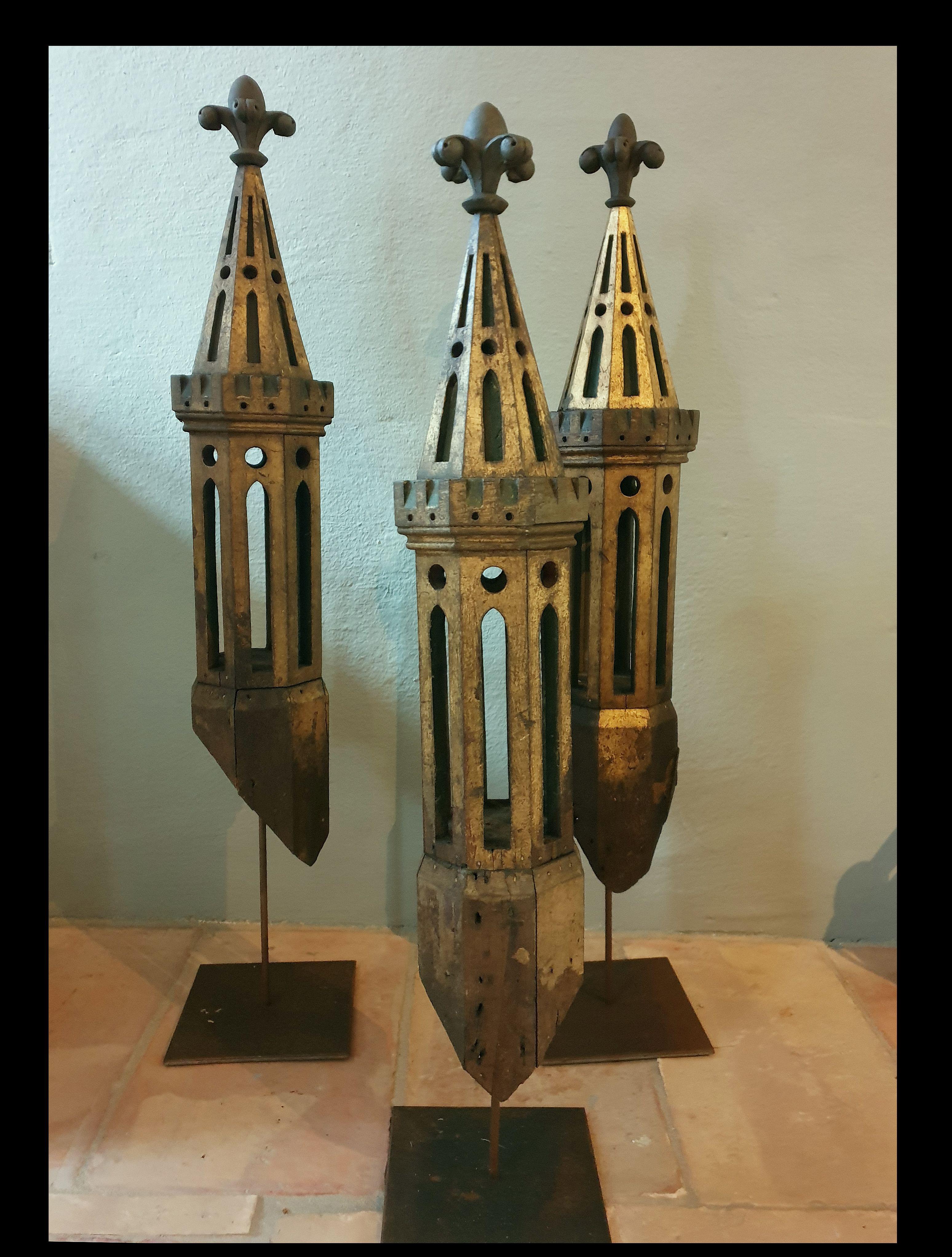 Gilt Three models of the Nazarene golden towers, France about 1870 For Sale
