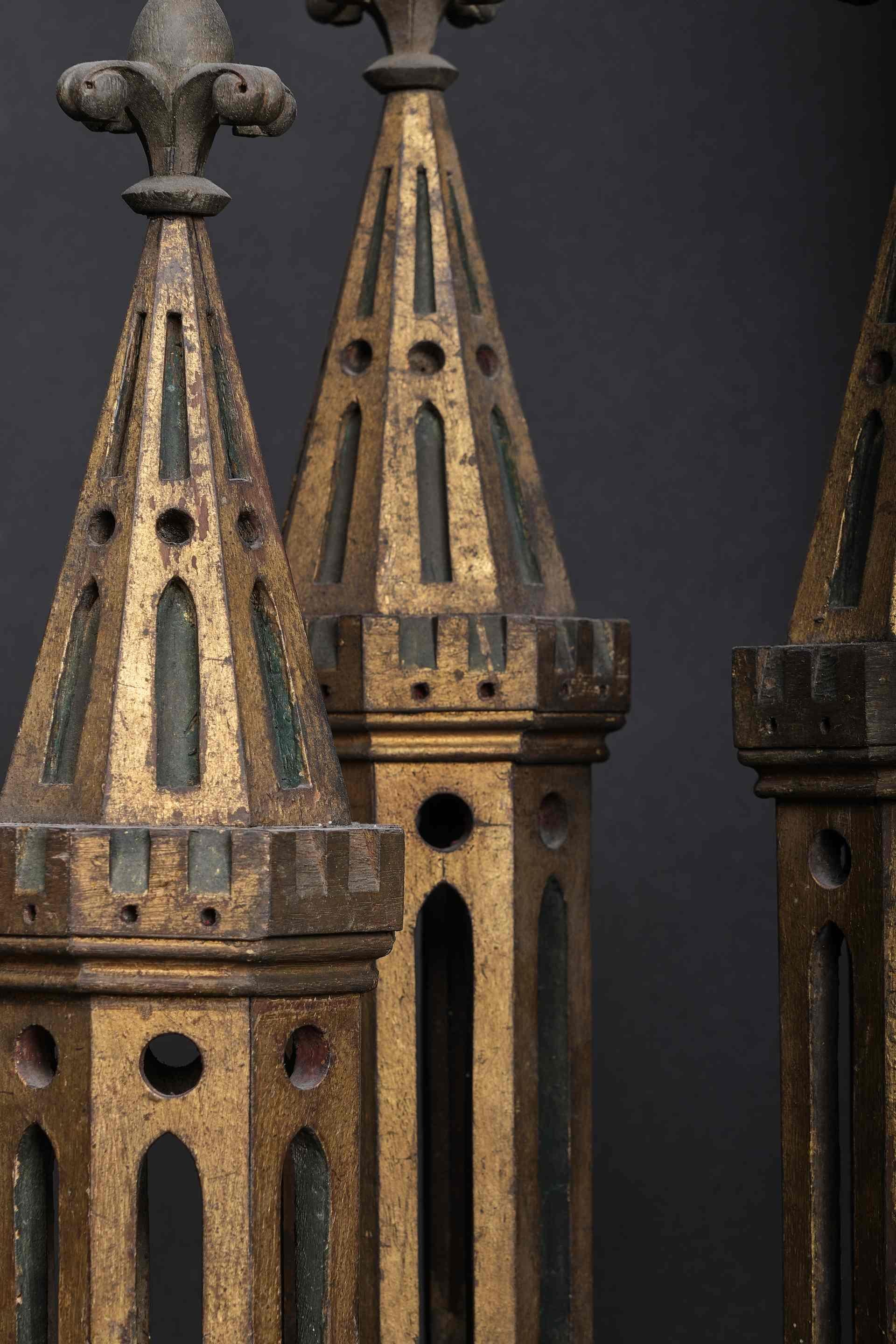 Three models of the Nazarene golden towers, France about 1870 For Sale 1