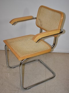Three Modern Cesca Style Cane and Chrome Chairs