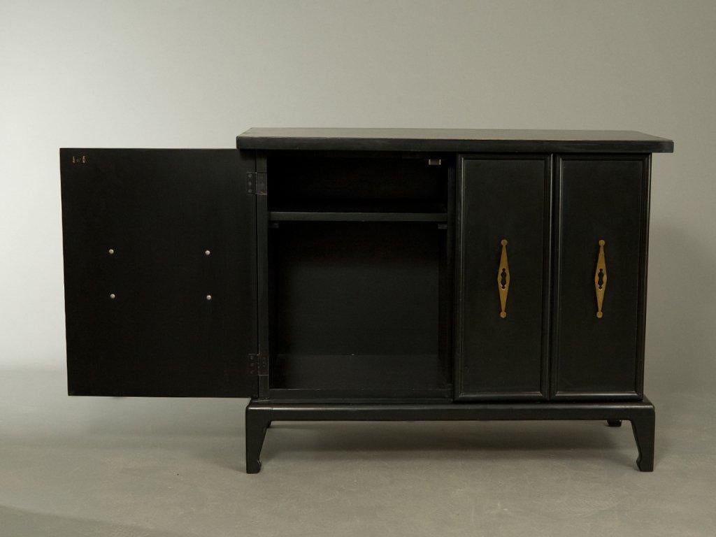 Mid-Century Modern Three Modern Chinoiserie Asian Black Lacquered Cabinets