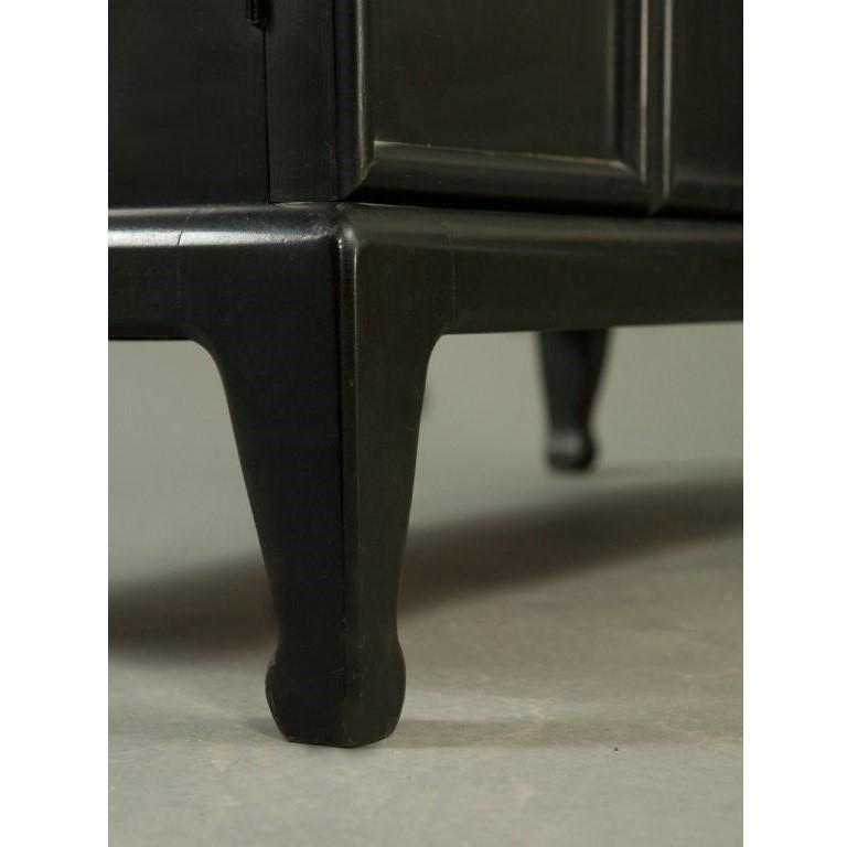 American Three Modern Chinoiserie Asian Black Lacquered Cabinets