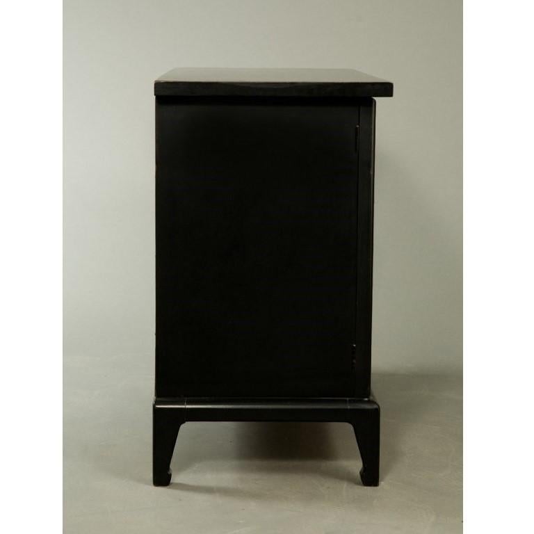 Three Modern Chinoiserie Asian Black Lacquered Cabinets In Good Condition In Dallas, TX