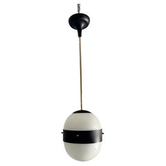 Zwei modernistische italienische Laternen ITSO Stilnovo aus Messing und Opalglas, 1950er Jahre