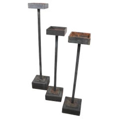 Three Modernist Minimalist Brutalist Style Garden Patio  Plant Stand Pedestals