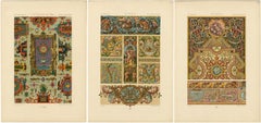 Three Monumental Renaissance Ornament Chromolithographs by Albert Racinet, 1873