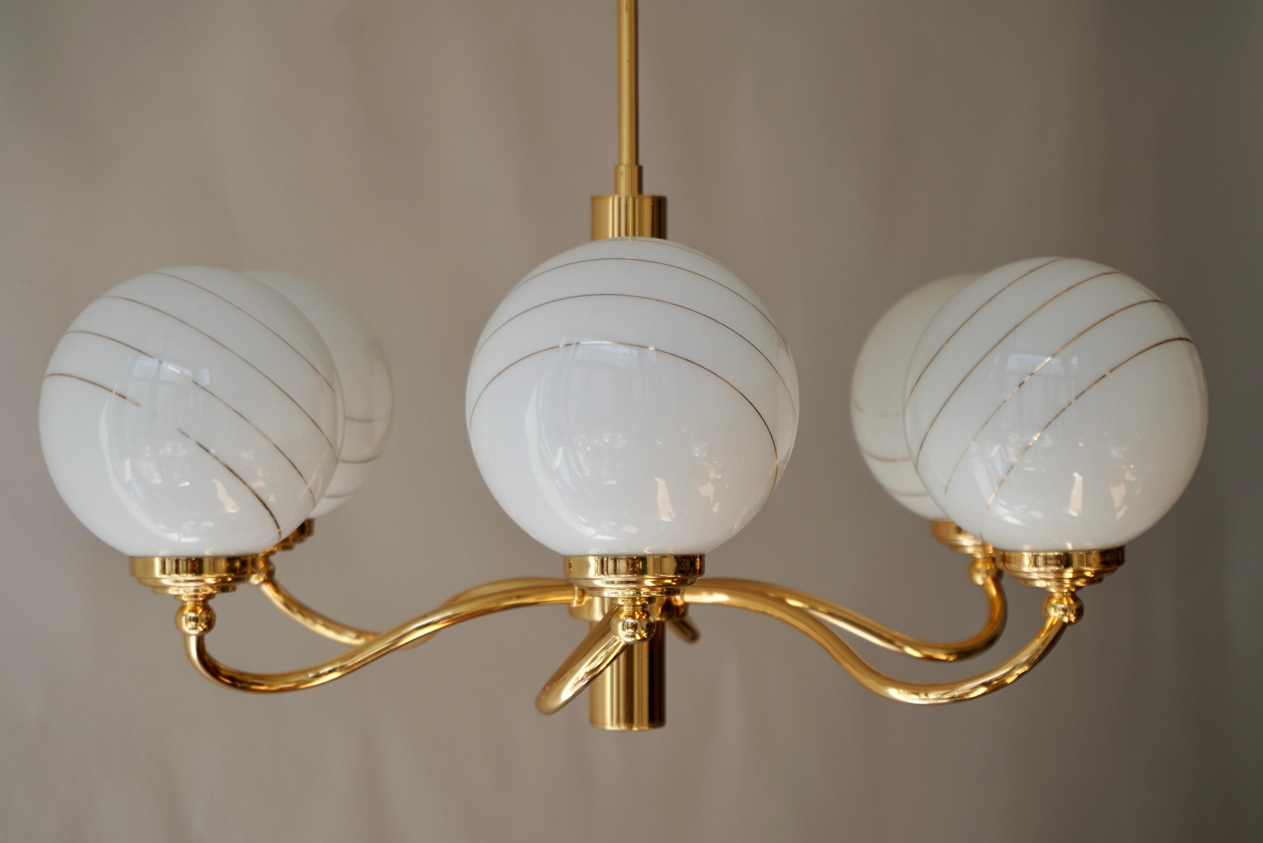 Lampadario in vetro di Murano e ottone, anni '70, Italia in vendita 3