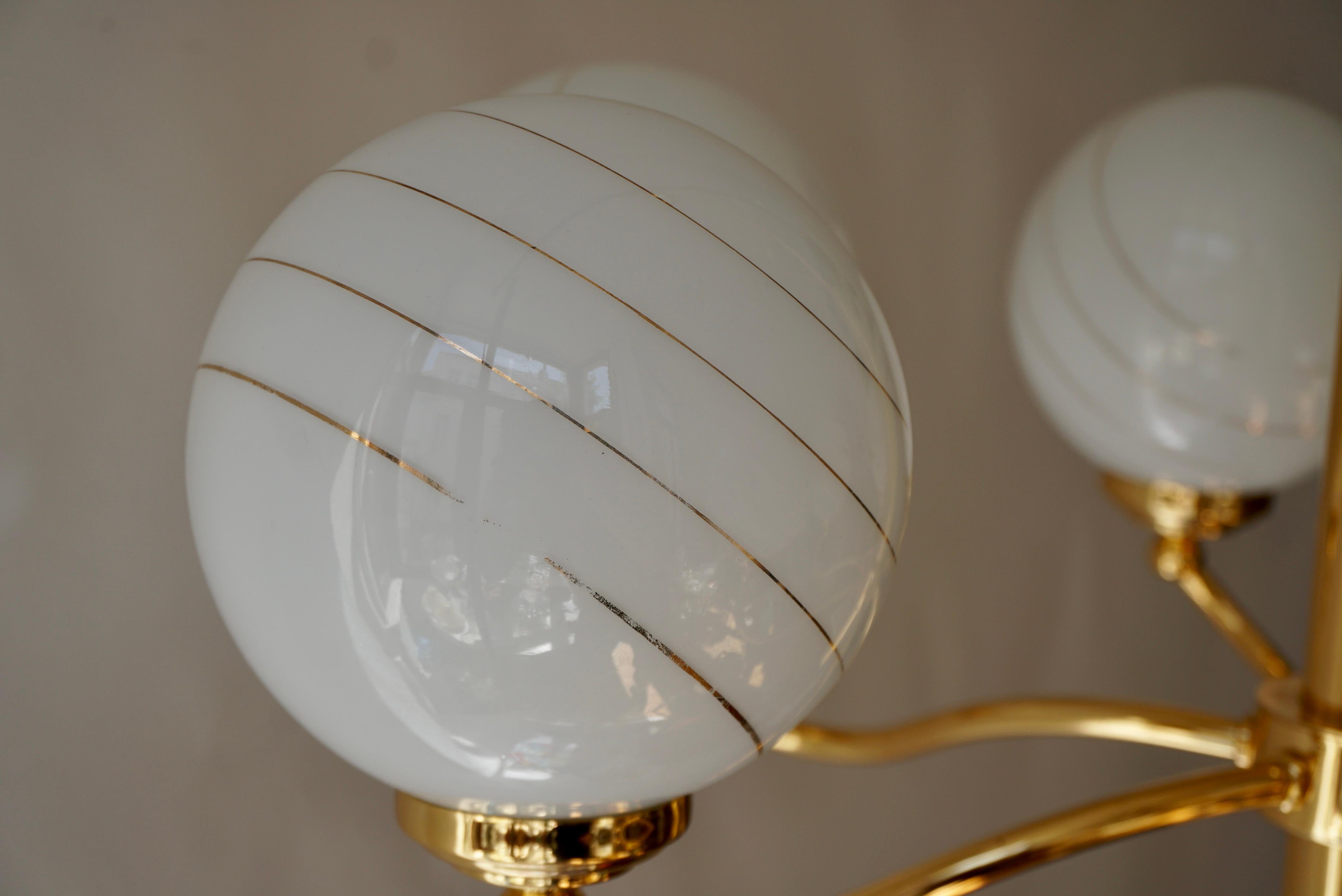 Lampadario in vetro di Murano e ottone, anni '70, Italia in vendita 5