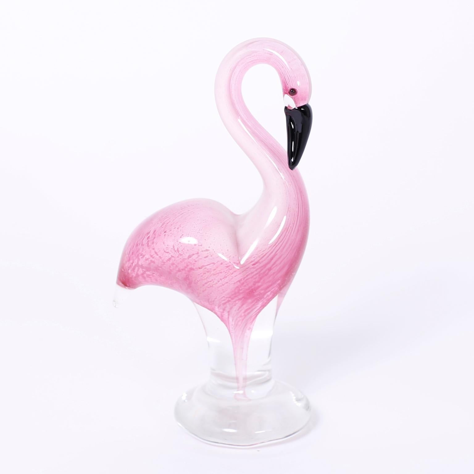blown glass flamingo