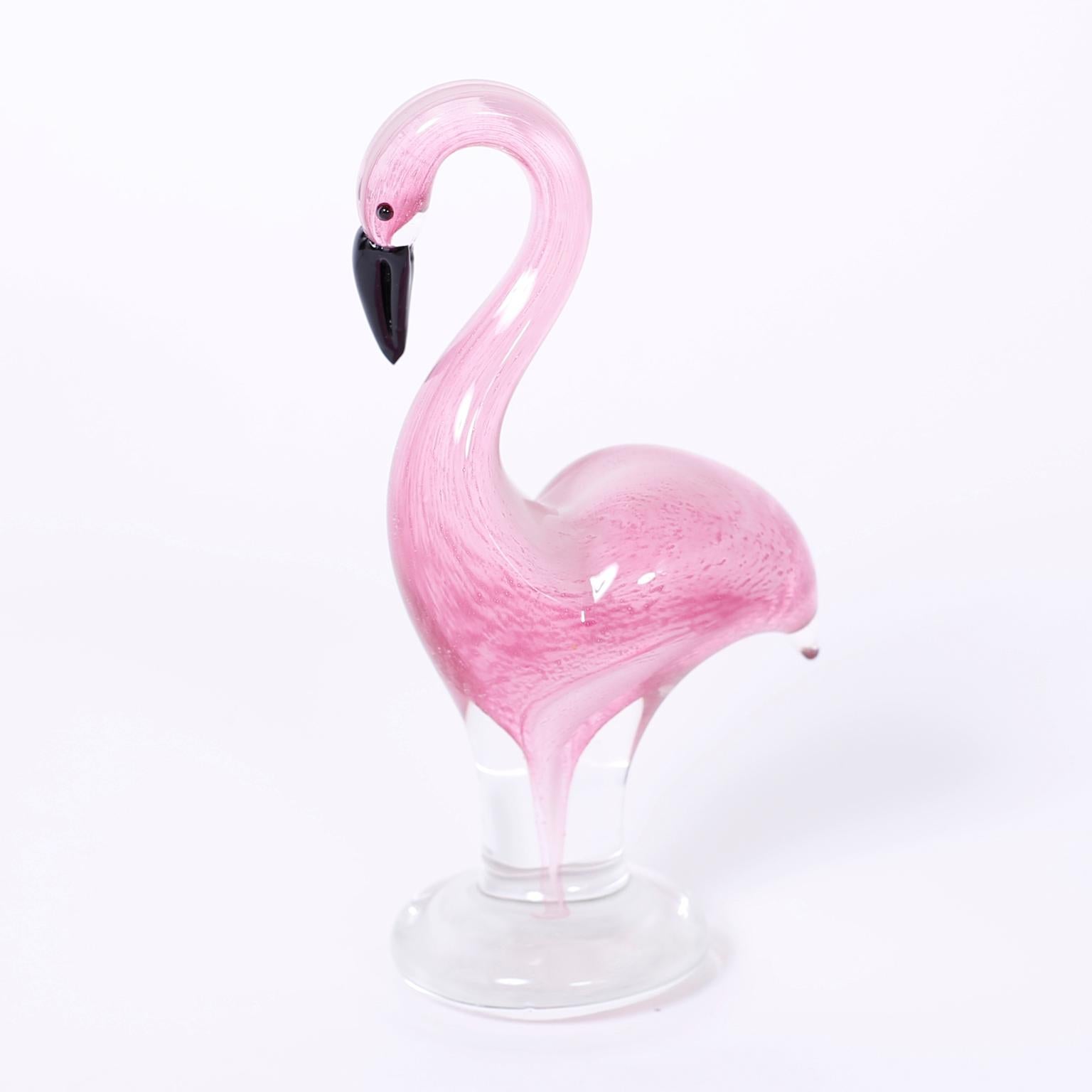 pink glass flamingo