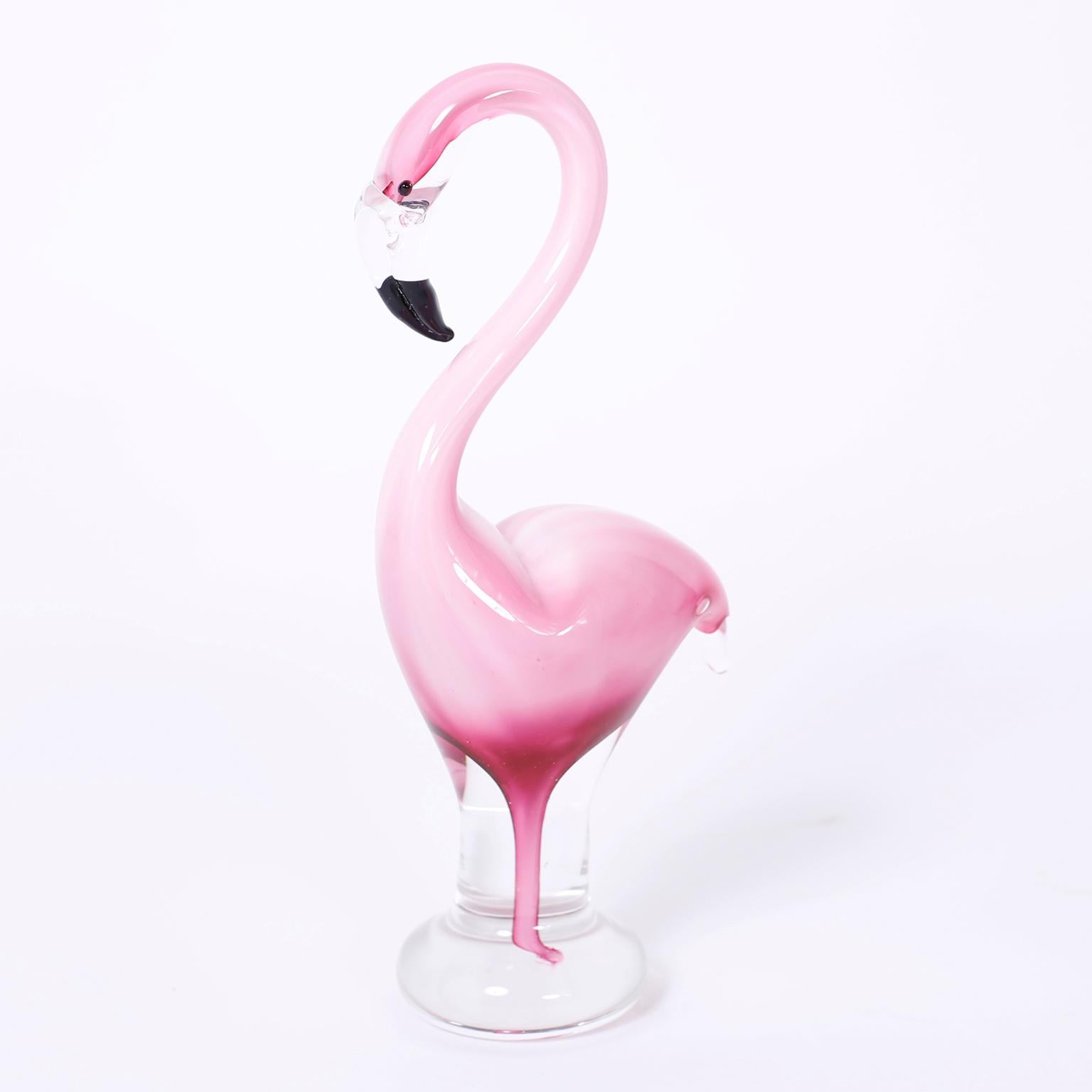 Mid-Century Modern Three Murano Glass Flamingos