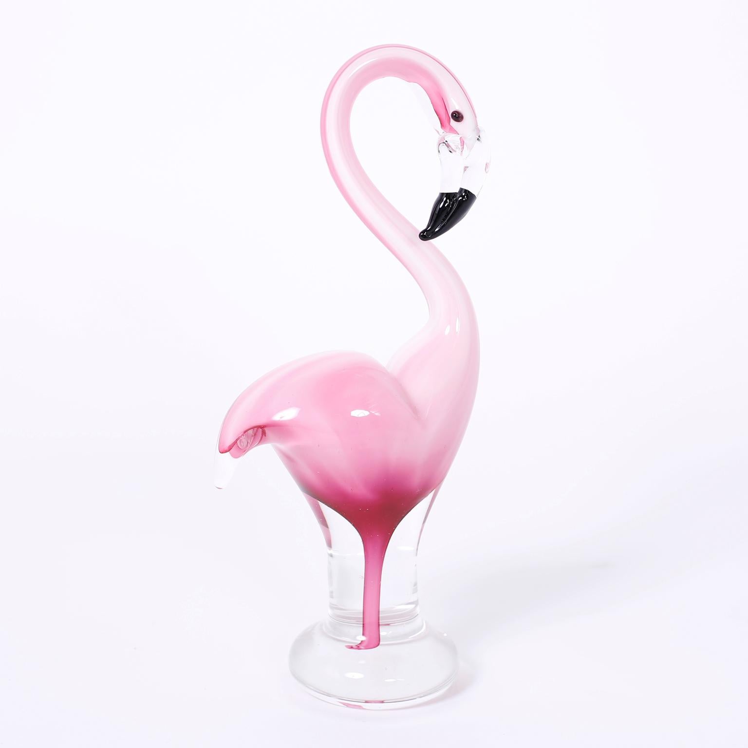 Italian Three Murano Glass Flamingos