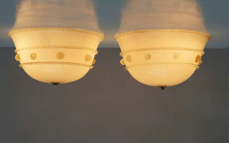 Drei Einbau- oder Wandleuchter aus Muranoglas von Barovier e Toso im Zustand „Gut“ im Angebot in Antwerp, BE