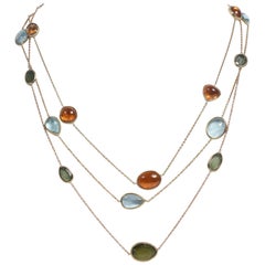 Three Necklaces with Aquamarines, Mandarin Garnets and Green Tourmalines