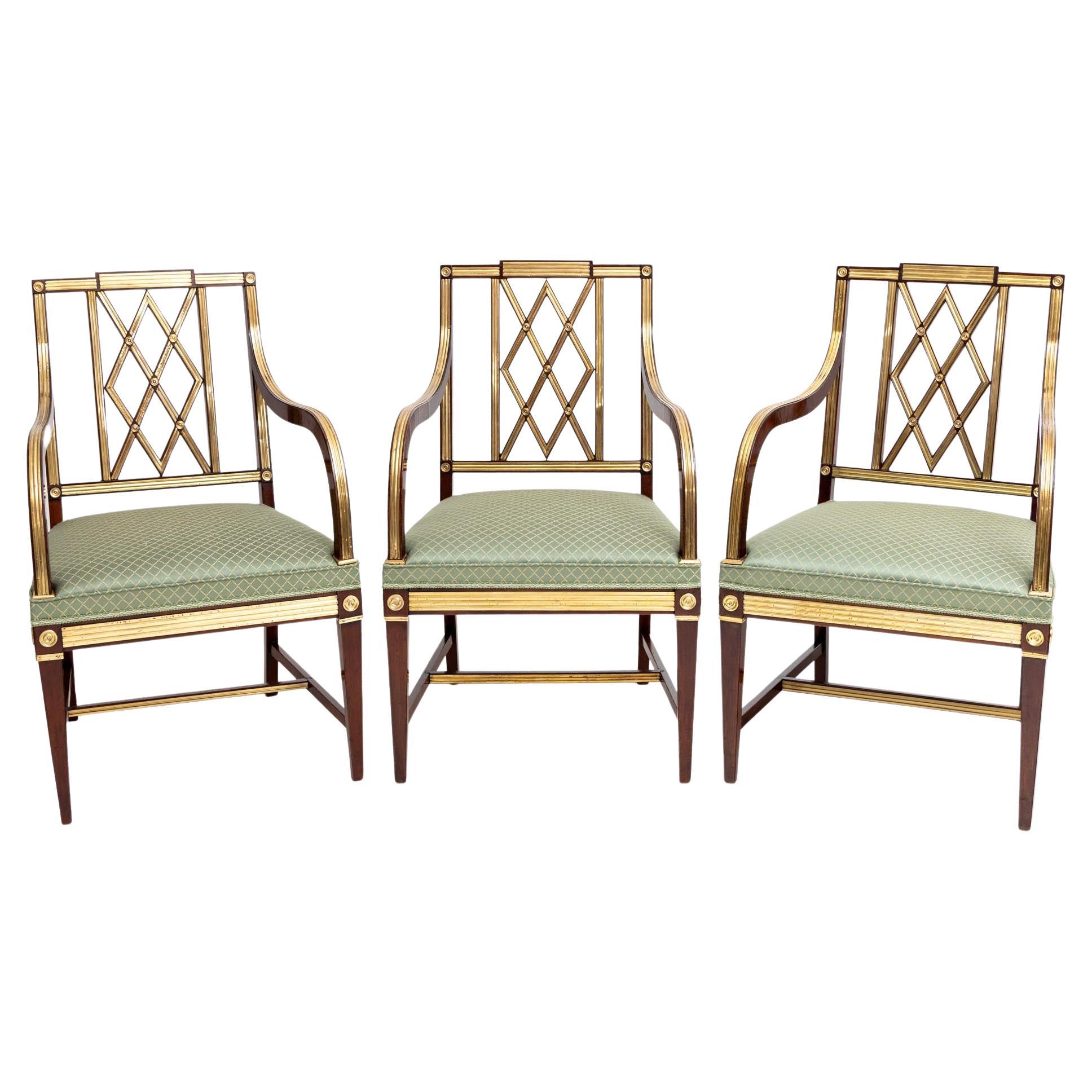 Three Neoclassical Armchairs, Baltic States, Late 18th Century For Sale