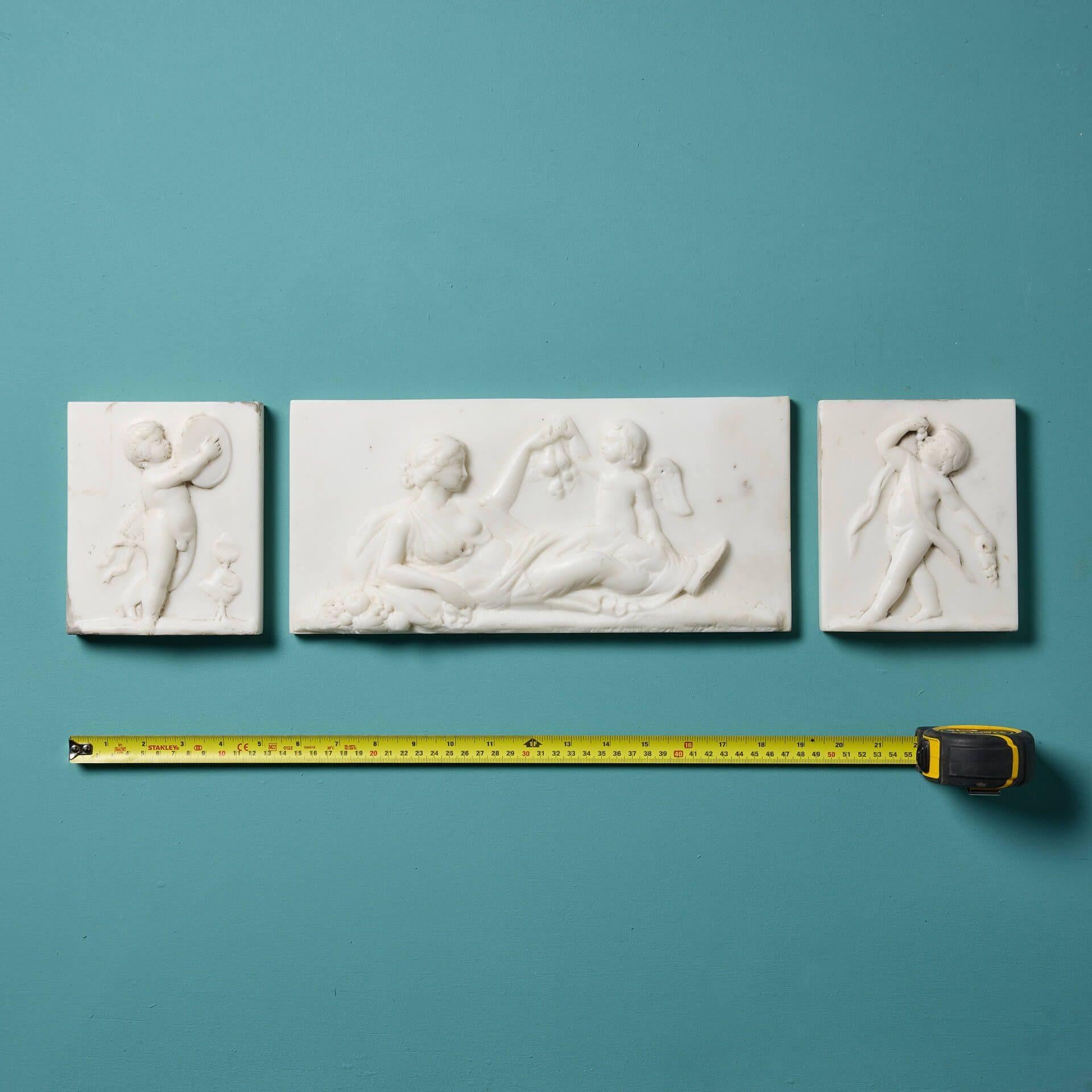 Georgian Three Neoclassical White Statuary Marble Plaques For Sale