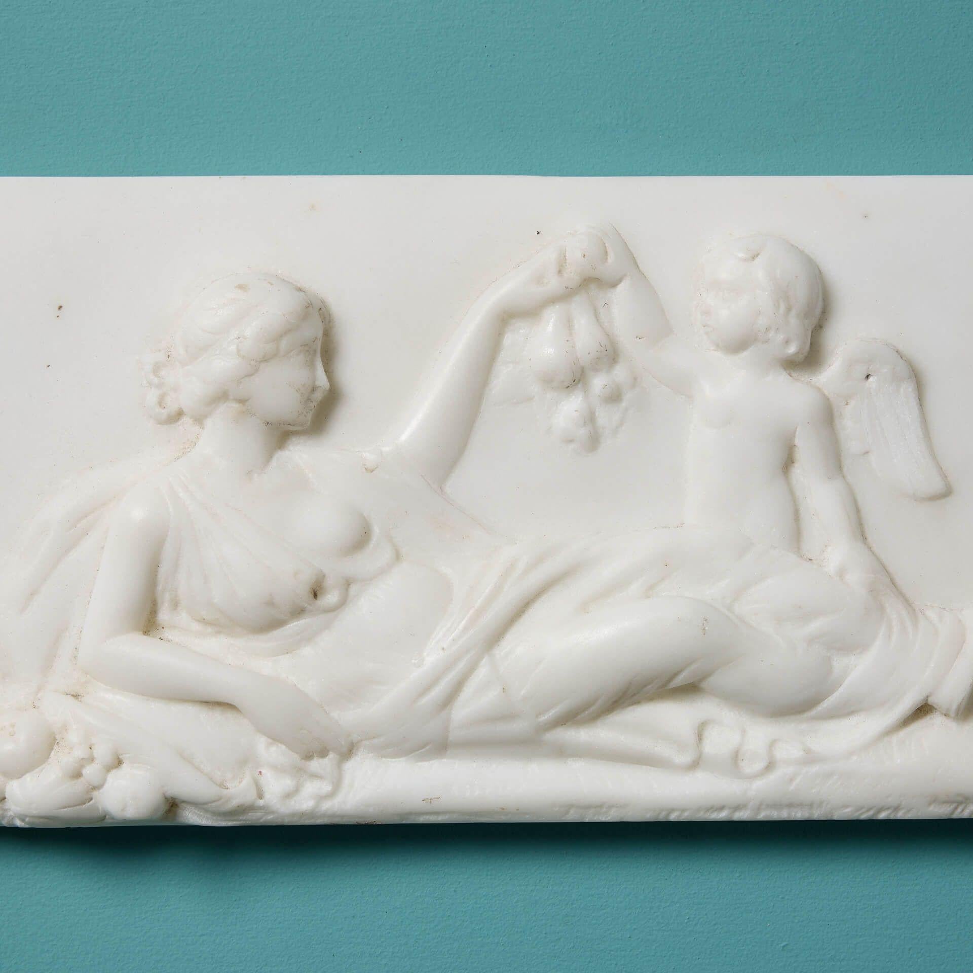 English Three Neoclassical White Statuary Marble Plaques For Sale