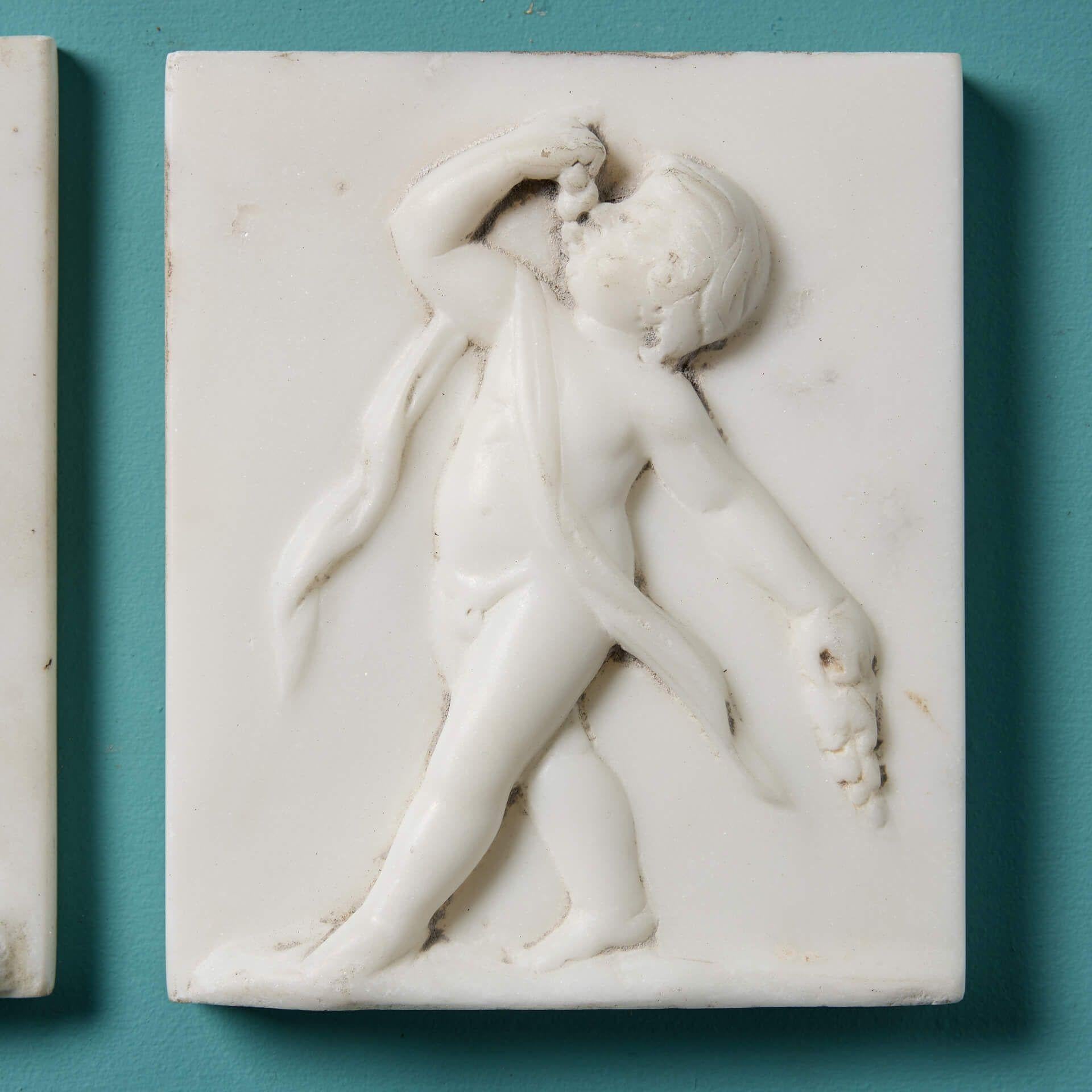 19th Century Three Neoclassical White Statuary Marble Plaques For Sale