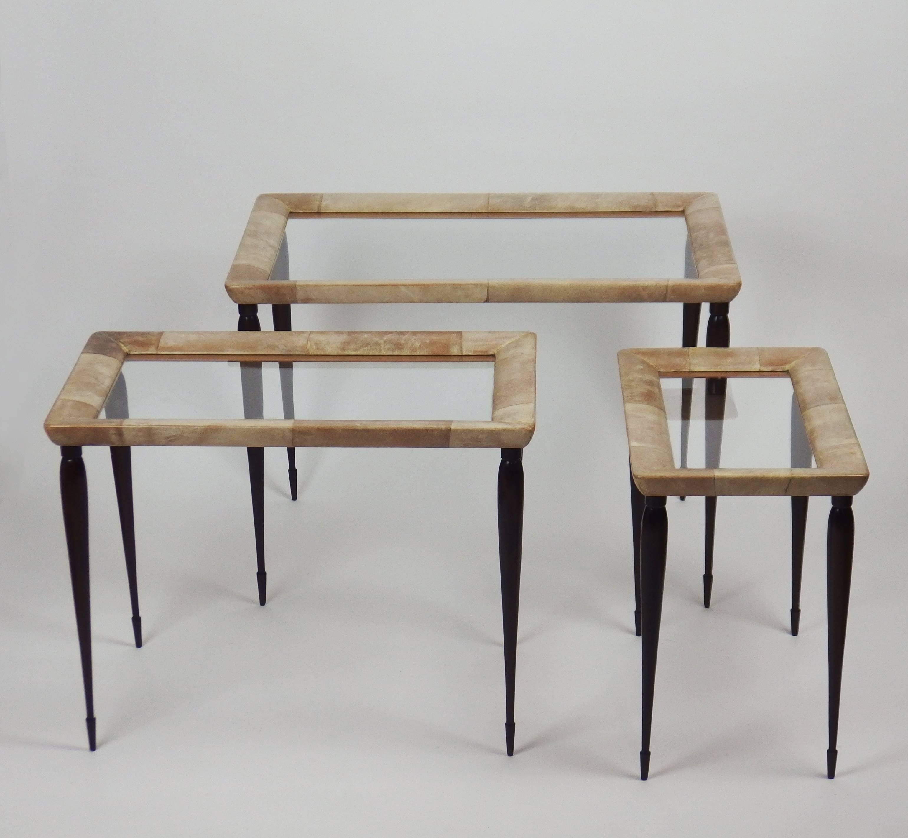 Mid-Century Modern Three Nesting Tables Attributed to Aldo Tura