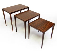 Three Danish 1960s Nesting Tables In Rosewood By Erik Riisager Hansen For Haslev