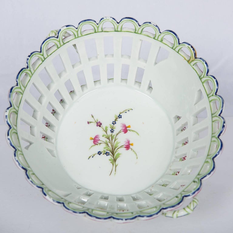 Three Niderviller Antique Porcelain OpenWork Baskets For Sale at 1stdibs