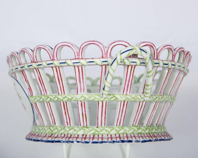 Three Niderviller Antique Porcelain OpenWork Baskets For Sale at 1stdibs