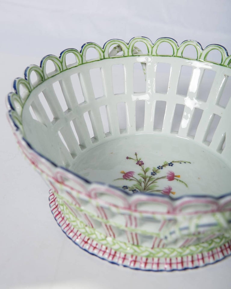 Three Niderviller Antique Porcelain OpenWork Baskets For Sale at 1stdibs