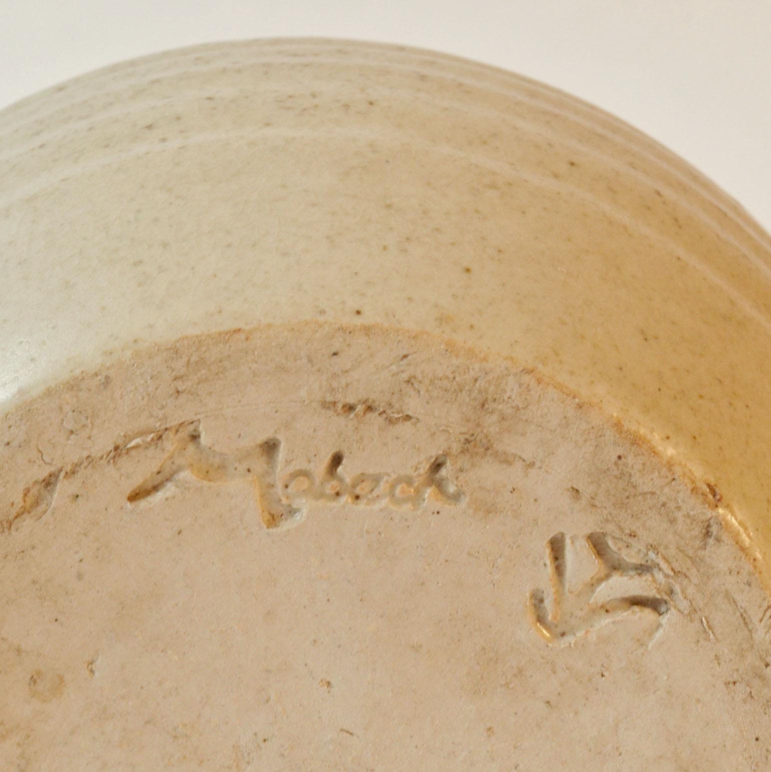 Three Off White Ceramic Studio Pottery Vases For Sale 3