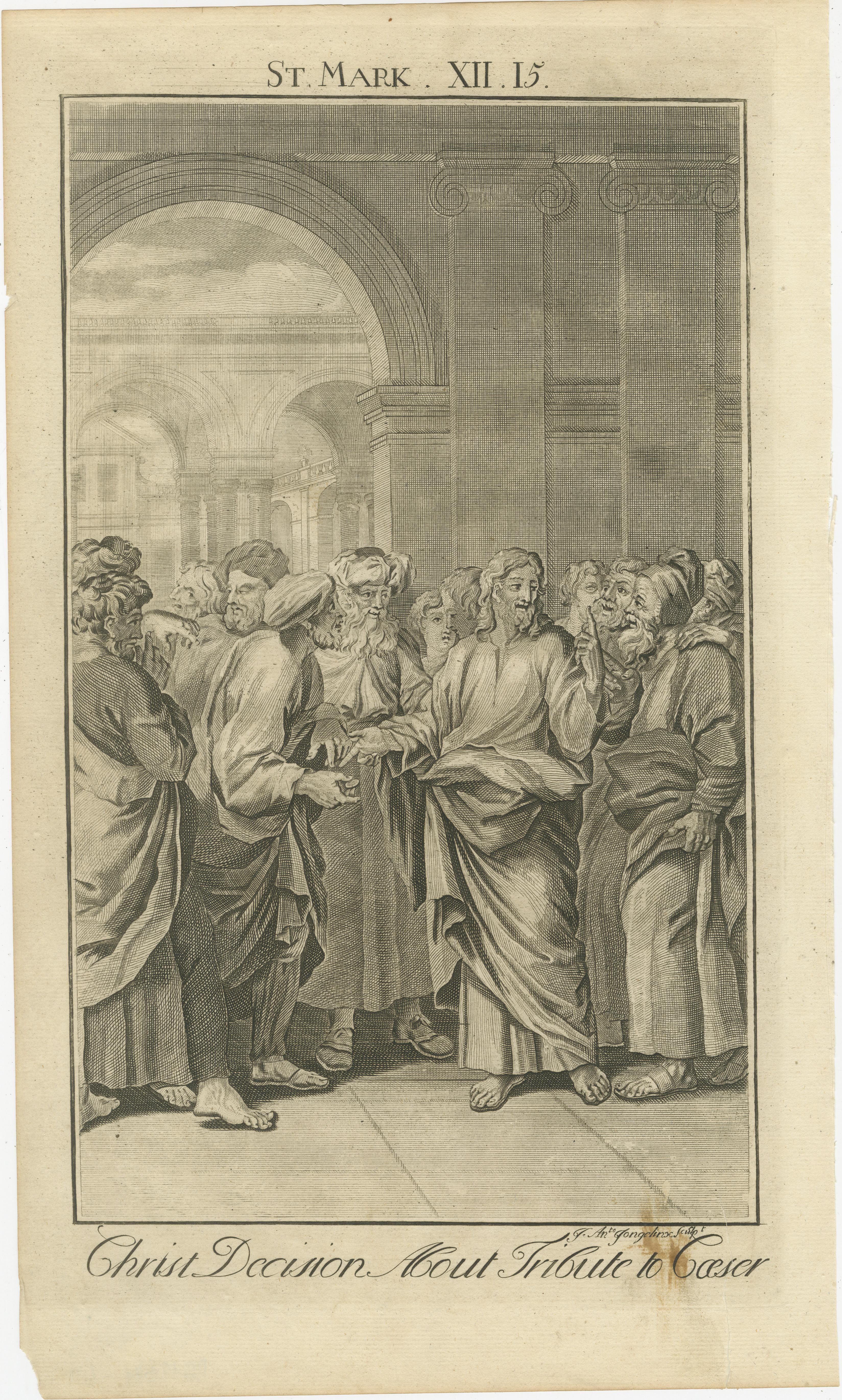 Tre incisioni antiche - Scene del Vangelo e Apostoli dal racconto di San Marco (1735)

Questo straordinario trio di incisioni su rame, pubblicato intorno al 1735, presenta episodi e personaggi chiave del Vangelo di San Marco. Ricca di simbolismo
