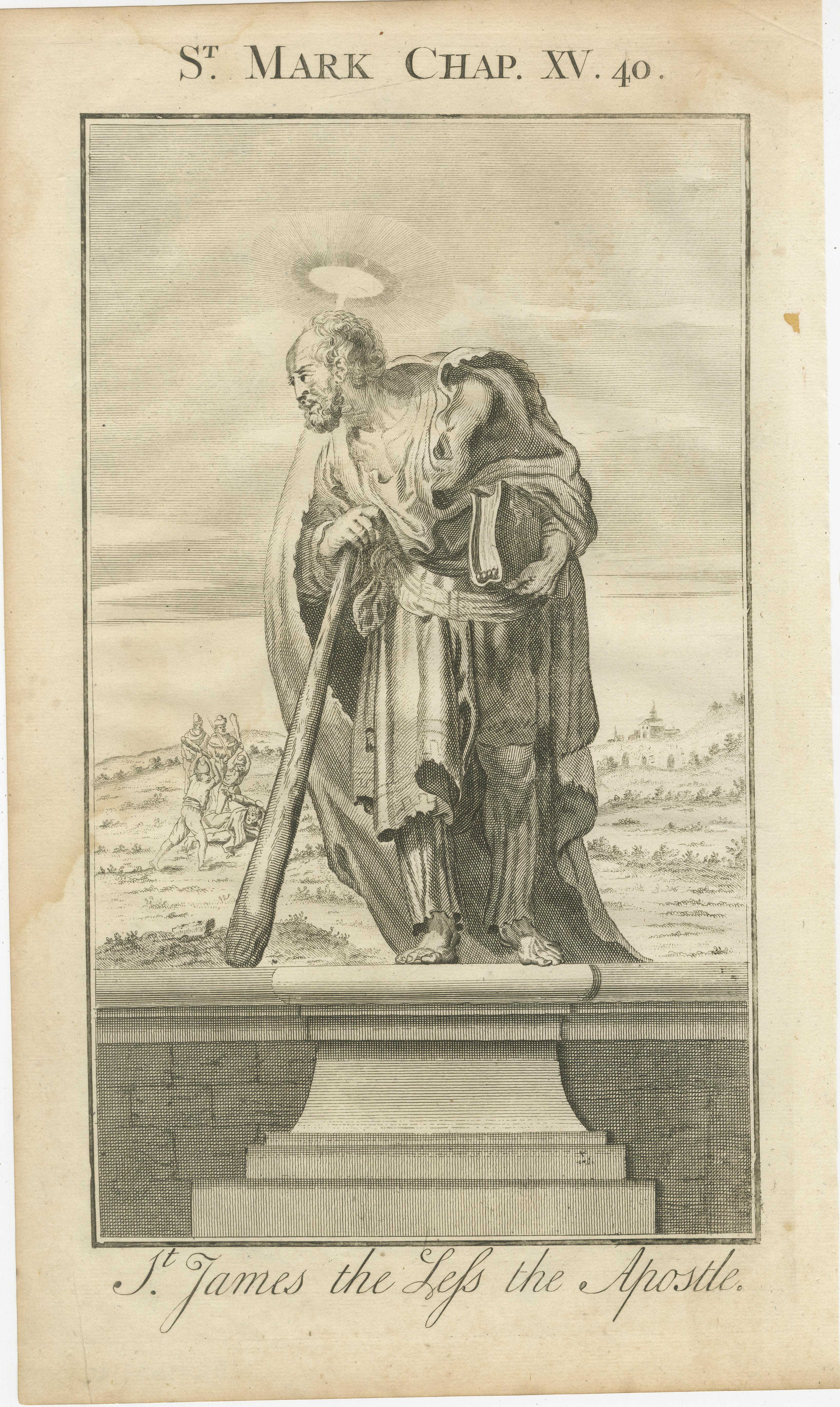 Inciso Tre antiche incisioni - Scene evangeliche e apostoli dal racconto di San Marco, 1735 in vendita