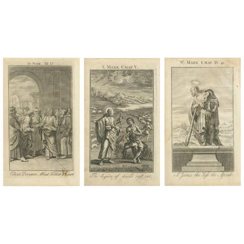 Three Old Engravings – Gospel Scenes and Apostles from St. Mark’s Account, 1735