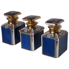 Three Old Paris Porcelain Tea Caddies, circa 1850