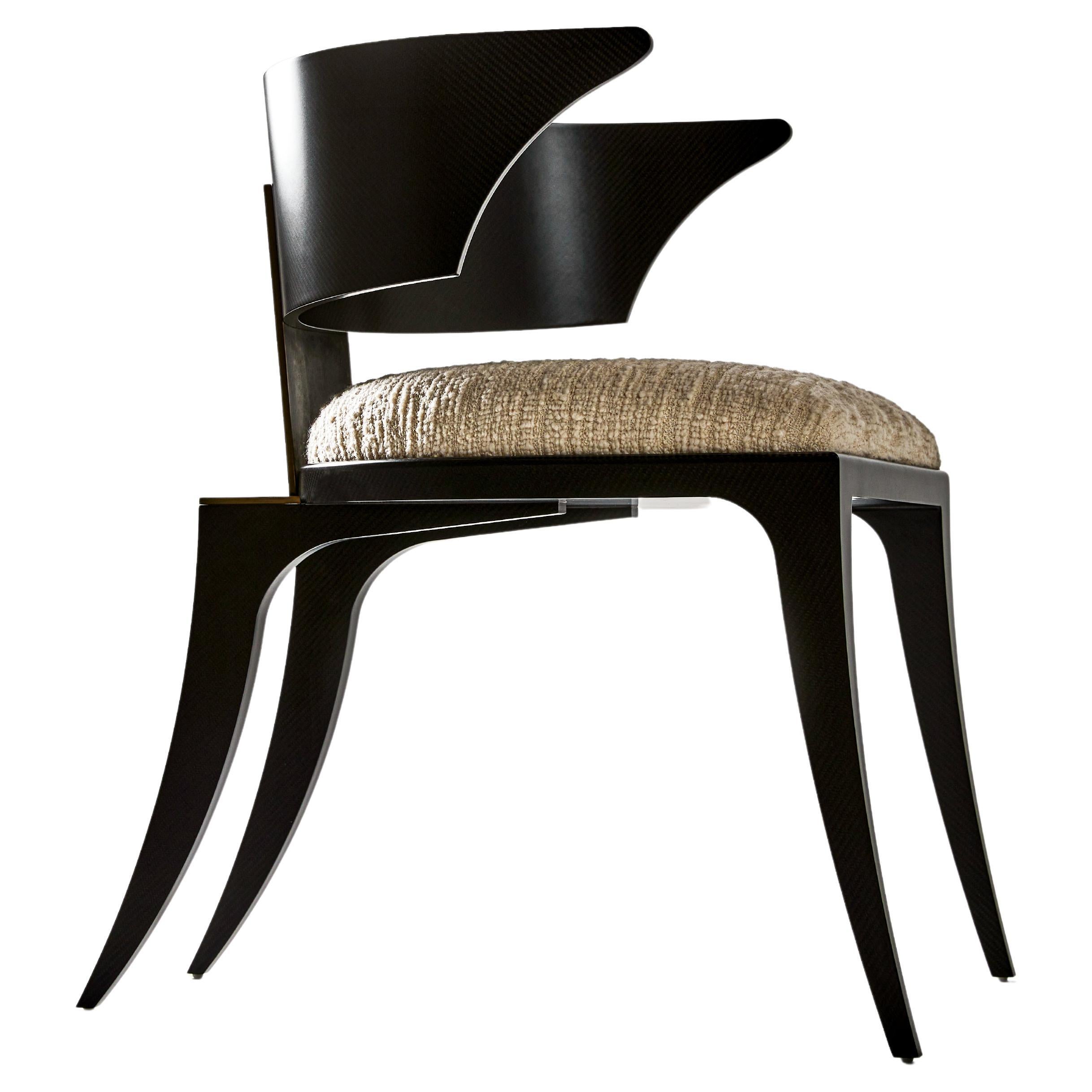 Three One Four Studio, "Hope" Chair, Klismos, Carbon Fibre, Bronze, Upholstered For Sale