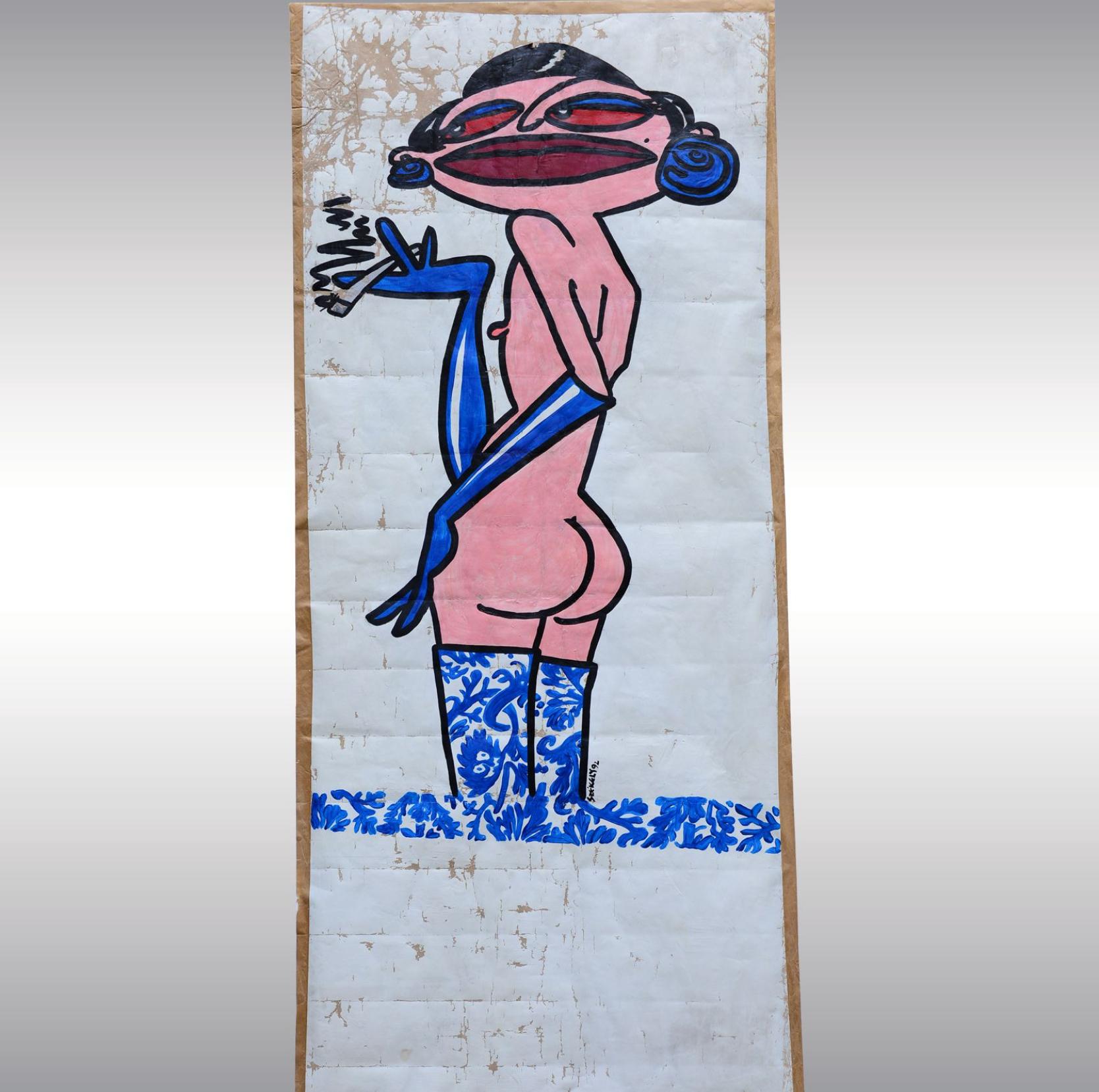 Drei einzelne Gemälde, Mischtechnik auf Papier, signiert und datiert P. Szekely 92, entstanden anlässlich einer Präsentation von Emilio Pucci Stoffen in den Woka Showrooms zusammen mit Sotheby's, damals auch im 