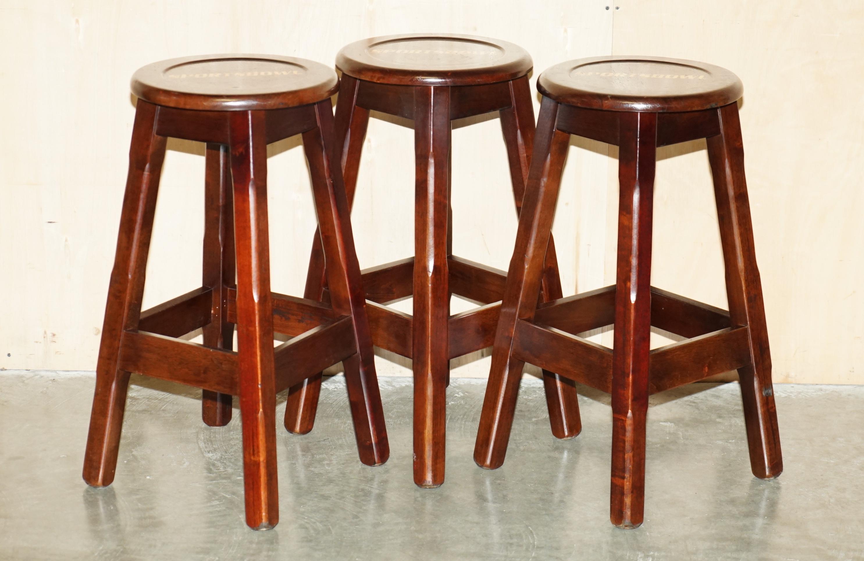 Royal House Antiques

Royal House Antiques is delighted to offer for sale this lovely suite of three original vintage Sports Bowl kitchen bar stools in mahogany 

Please note the delivery fee listed is just a guide, it covers within the M25 only for