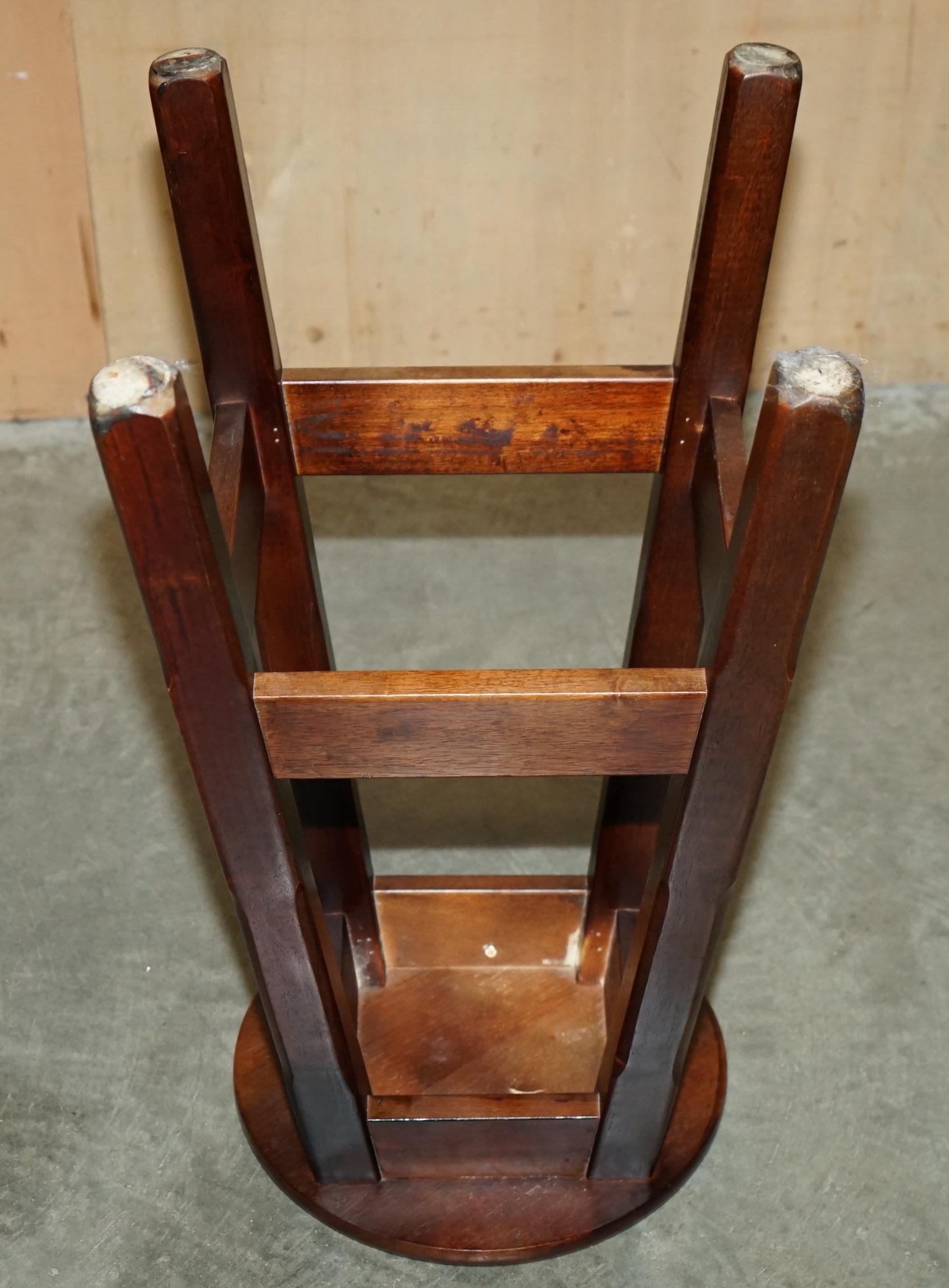 THREE ORIGINAL AMERICAN SPORTS BOWL KiTCHEN BAR PUB STOOLS IN HARDWOOD For Sale 1