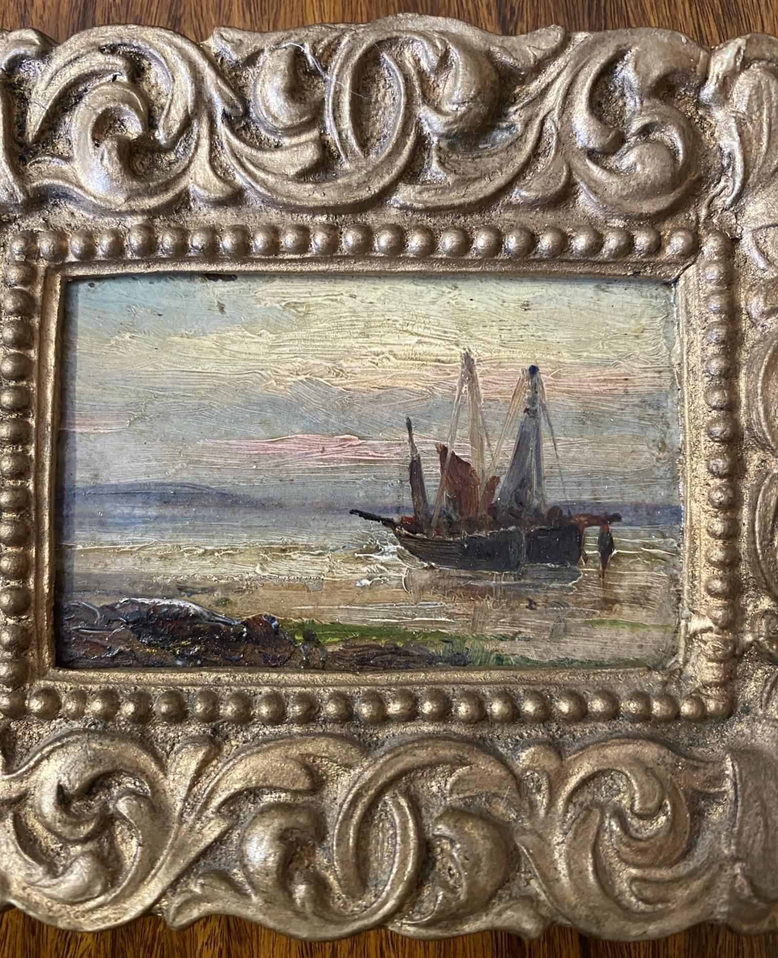 Victorien Trois peintures à l'huile originales de Gustave De Breanski signées « Minature » en vente