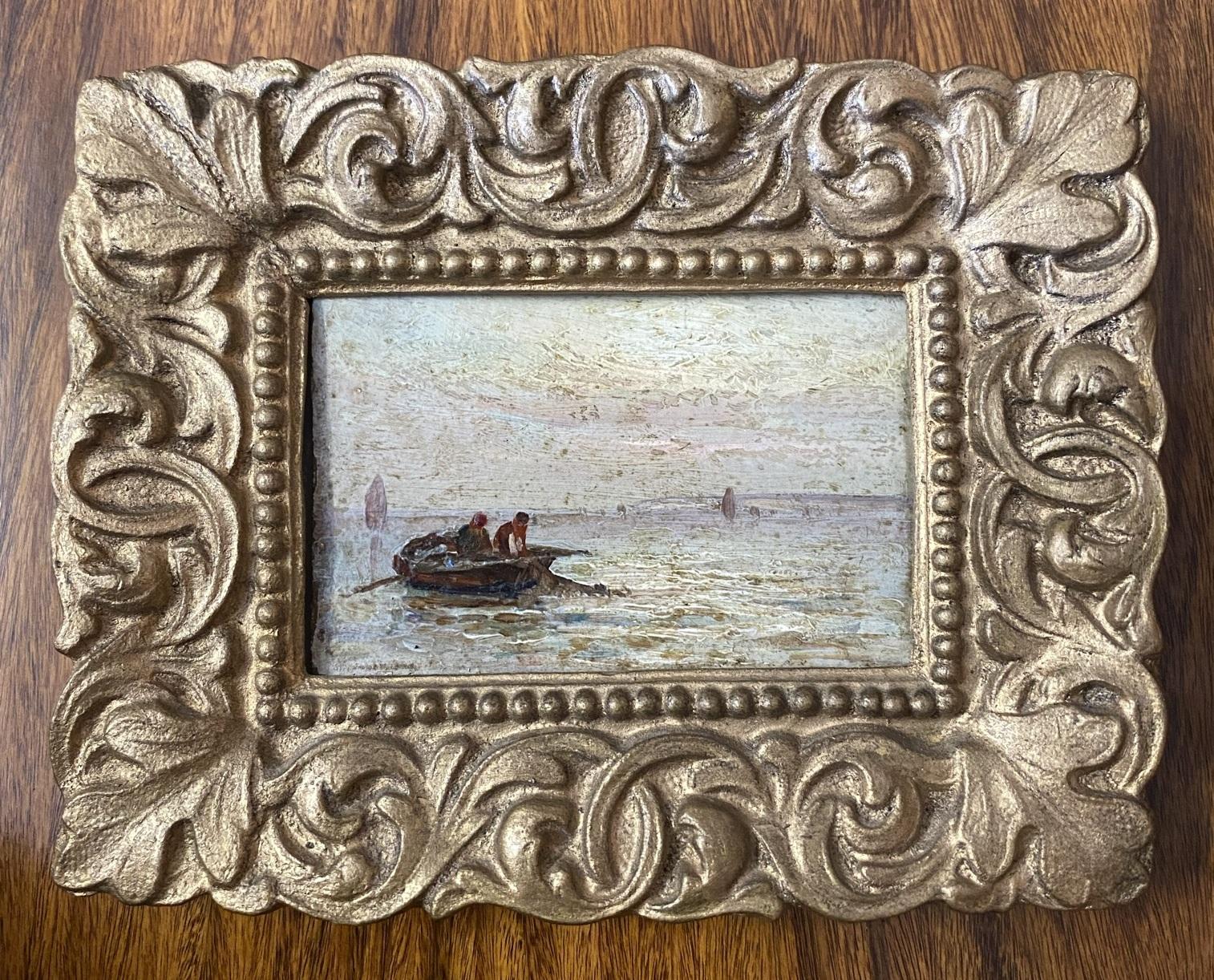 Bois doré Trois peintures à l'huile originales de Gustave De Breanski signées « Minature » en vente