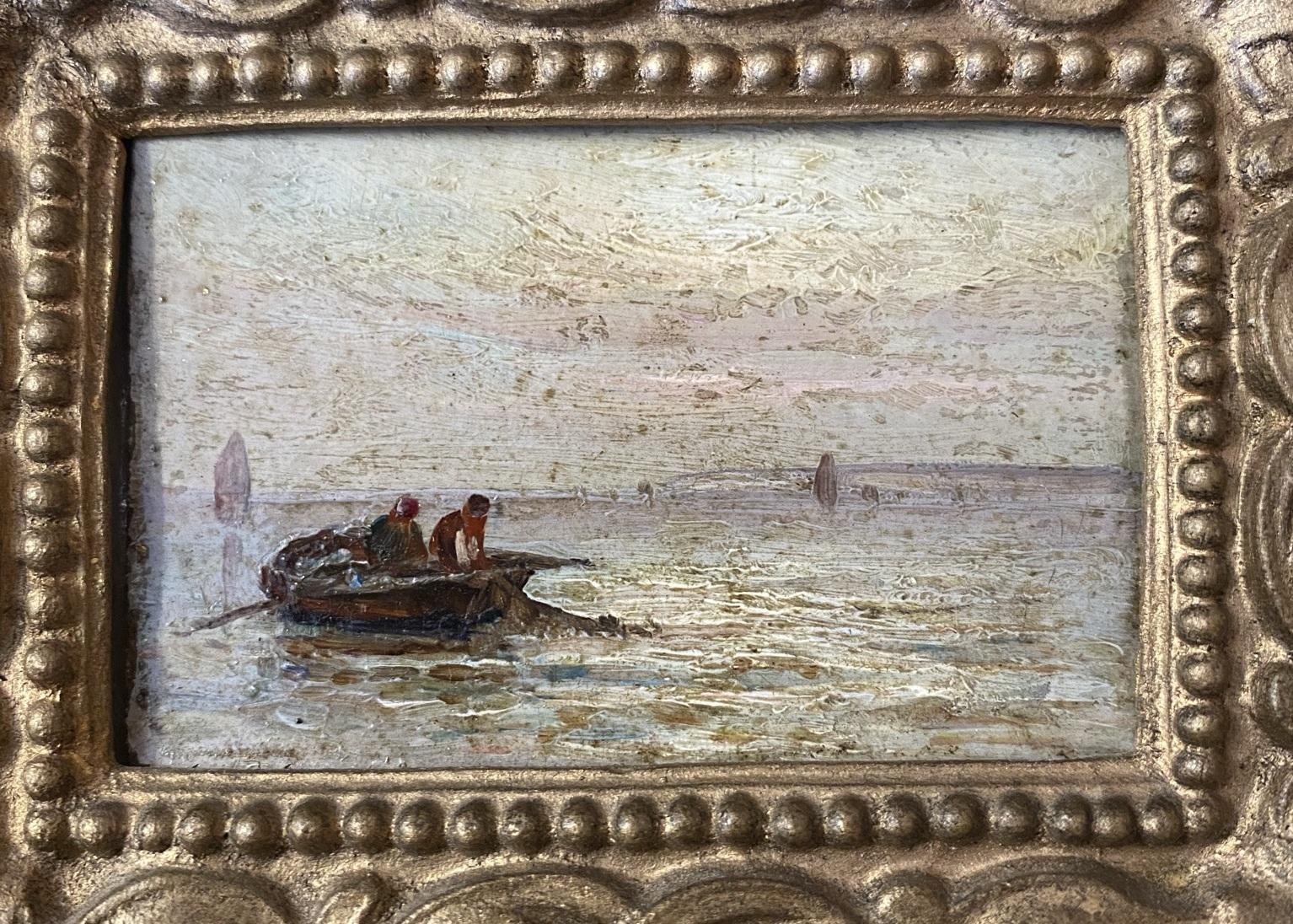 Giltwood Three Original Gustave De Breanski Signed Minature Oil Paintings For Sale