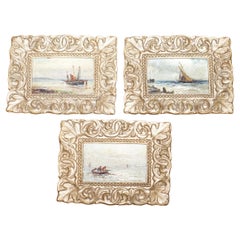 Antique Three Original Gustave De Breanski Signed Minature Oil Paintings