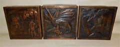 Three Original Hand-Hammered Copper Metal Wall Art Decoration Panels Monsters