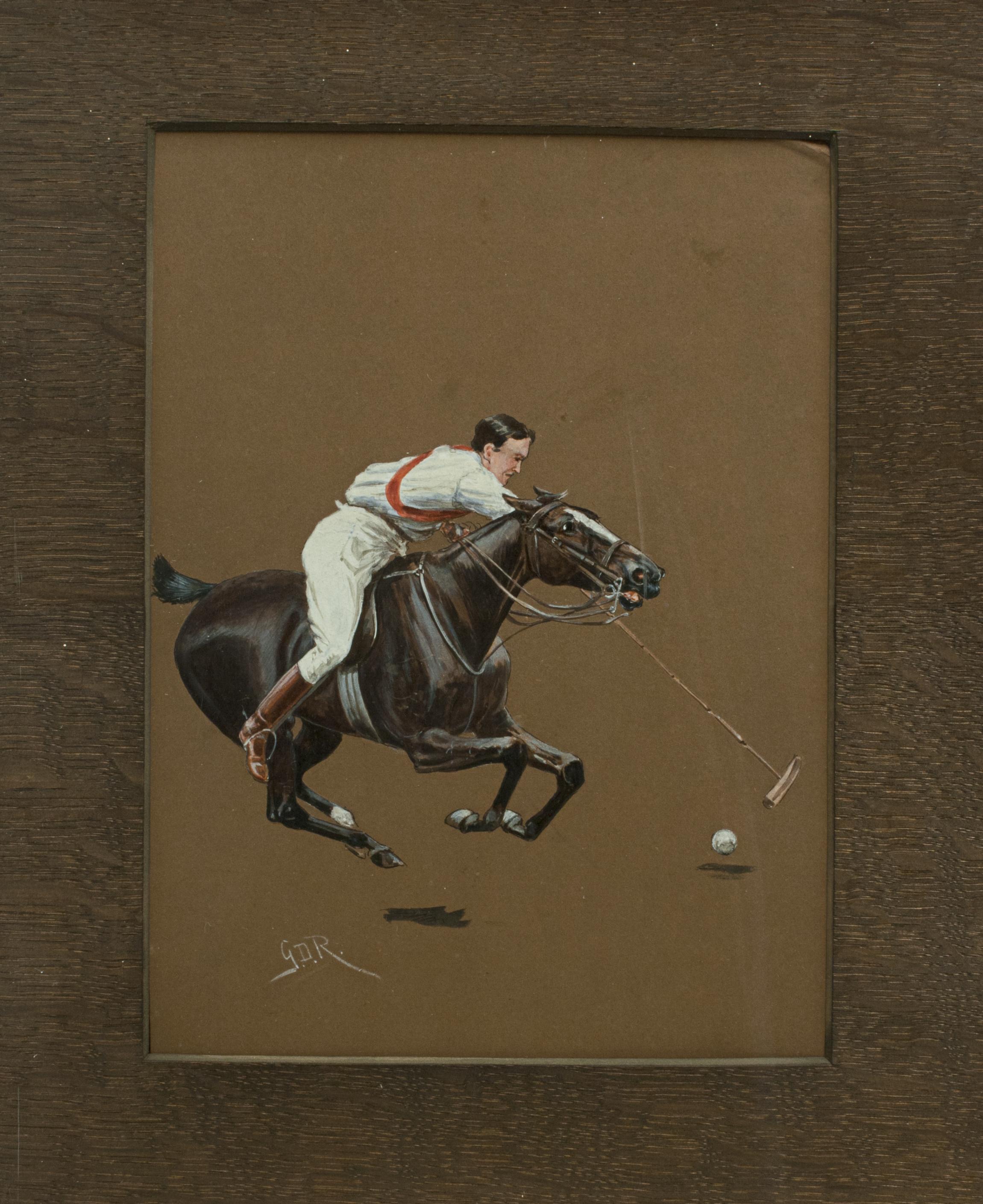 Sporting Art Three Original Polo Paintings by George Rowlandson For Sale