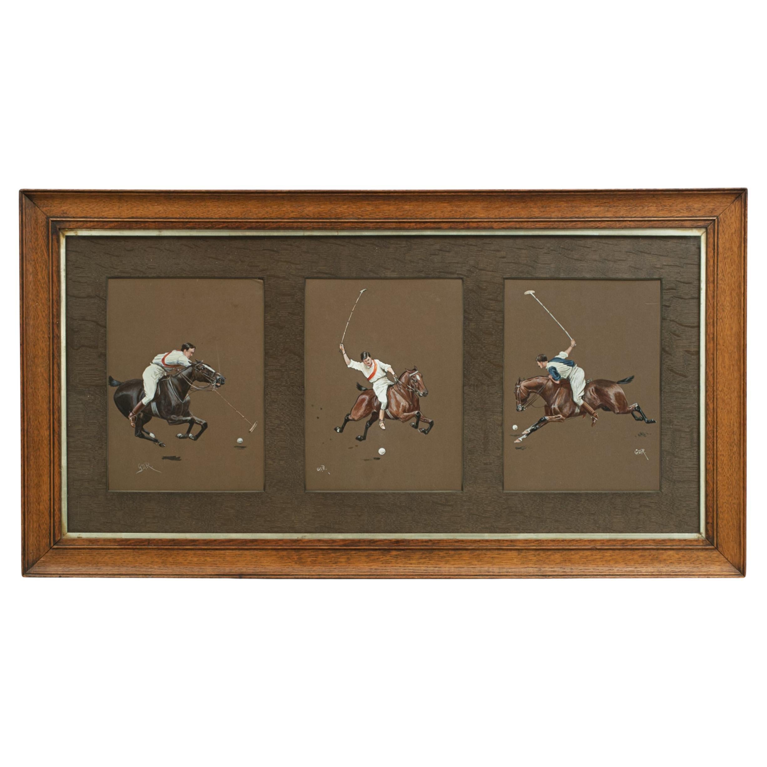 Three Original Polo Paintings by George Rowlandson For Sale