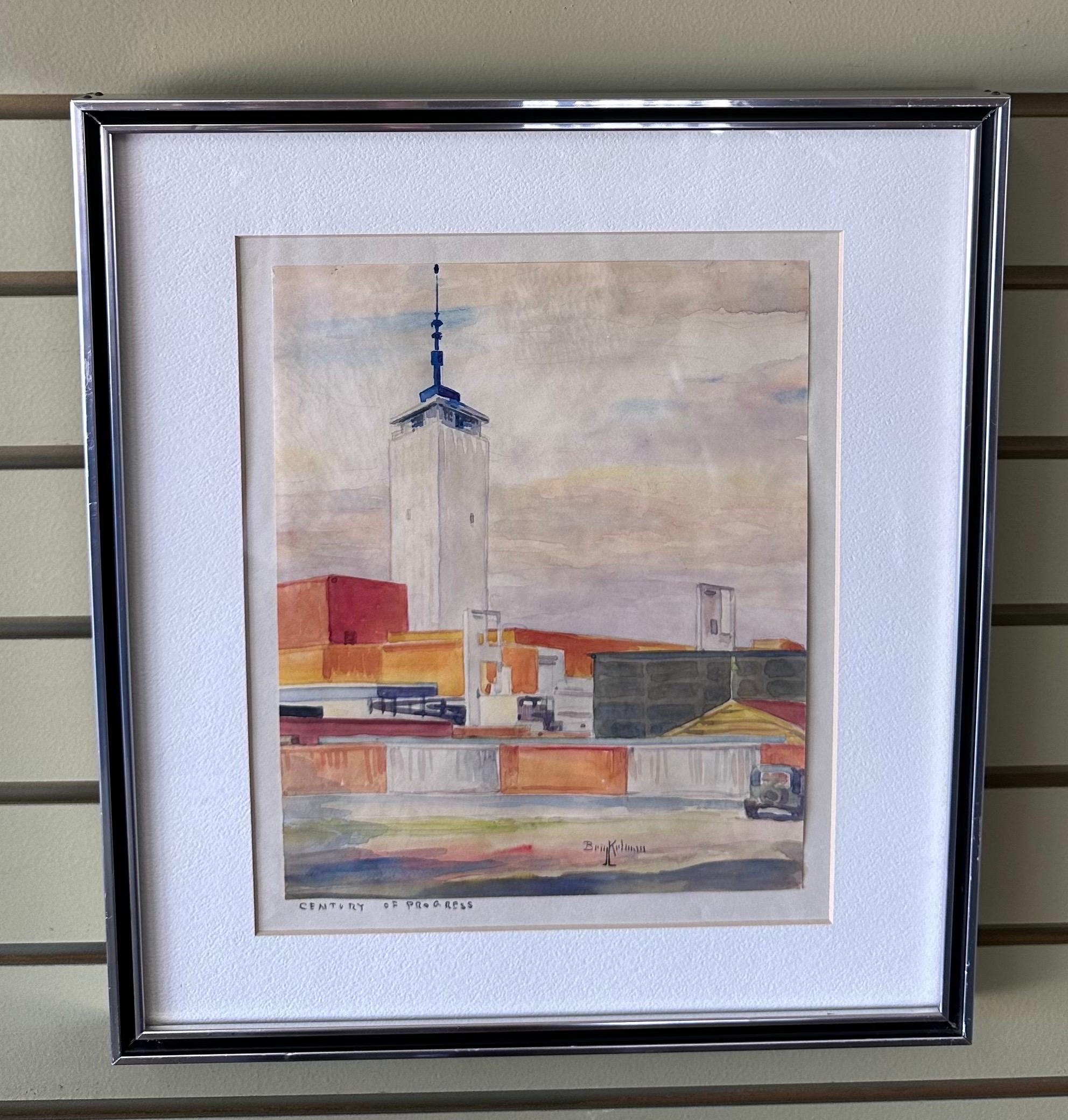 Original-Aquarellgemälde „Century of Progress“ von Benjamin Kelman im Angebot 3