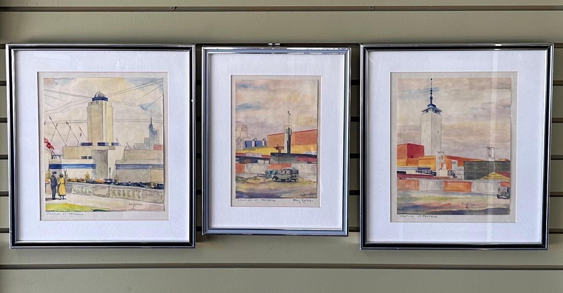 A beautiful set of three original watercolor painting 