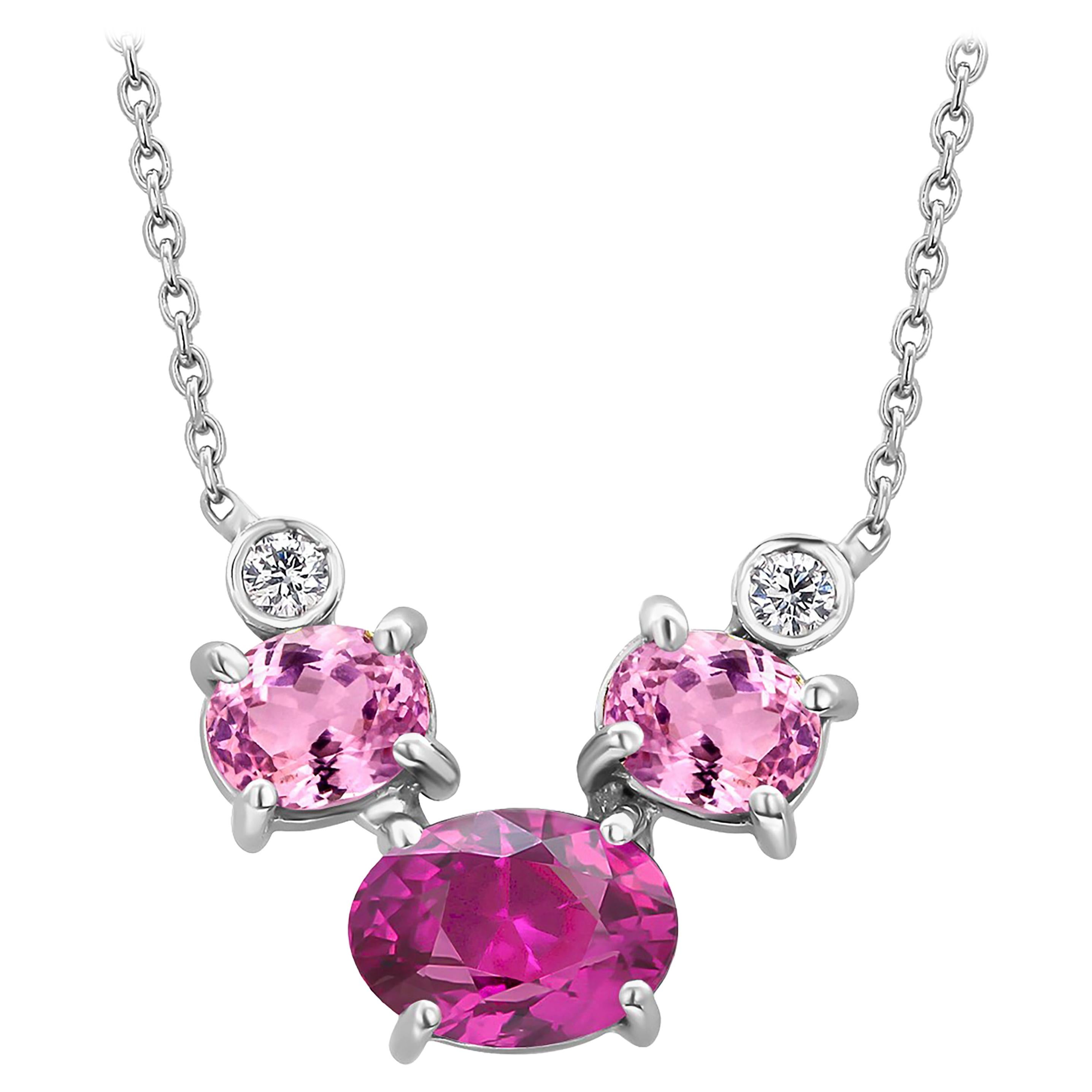 18 Karat Oval Pink Sapphire and Diamond Pendant For Sale at 1stDibs