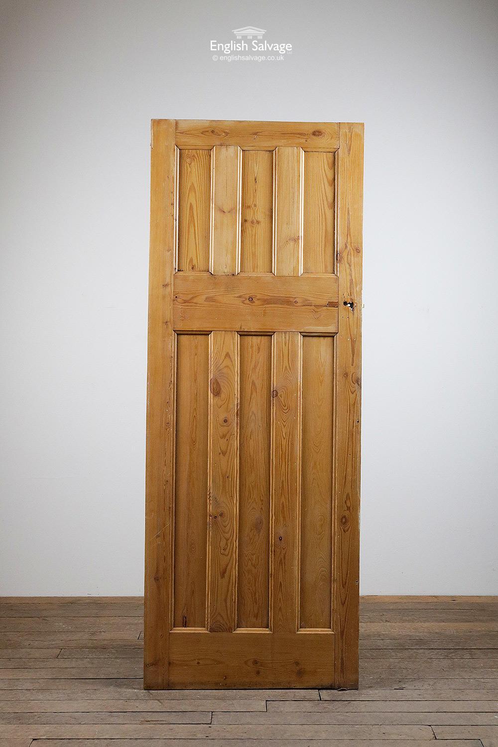 Reclaimed six-panel (three over three) internal door.

Varnished. Old lock and fitting holes present.
