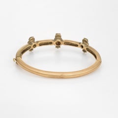 Three Owls on a Bangle Bracelet Estate 18 Karat Gold Vintage Diamond Jewelry