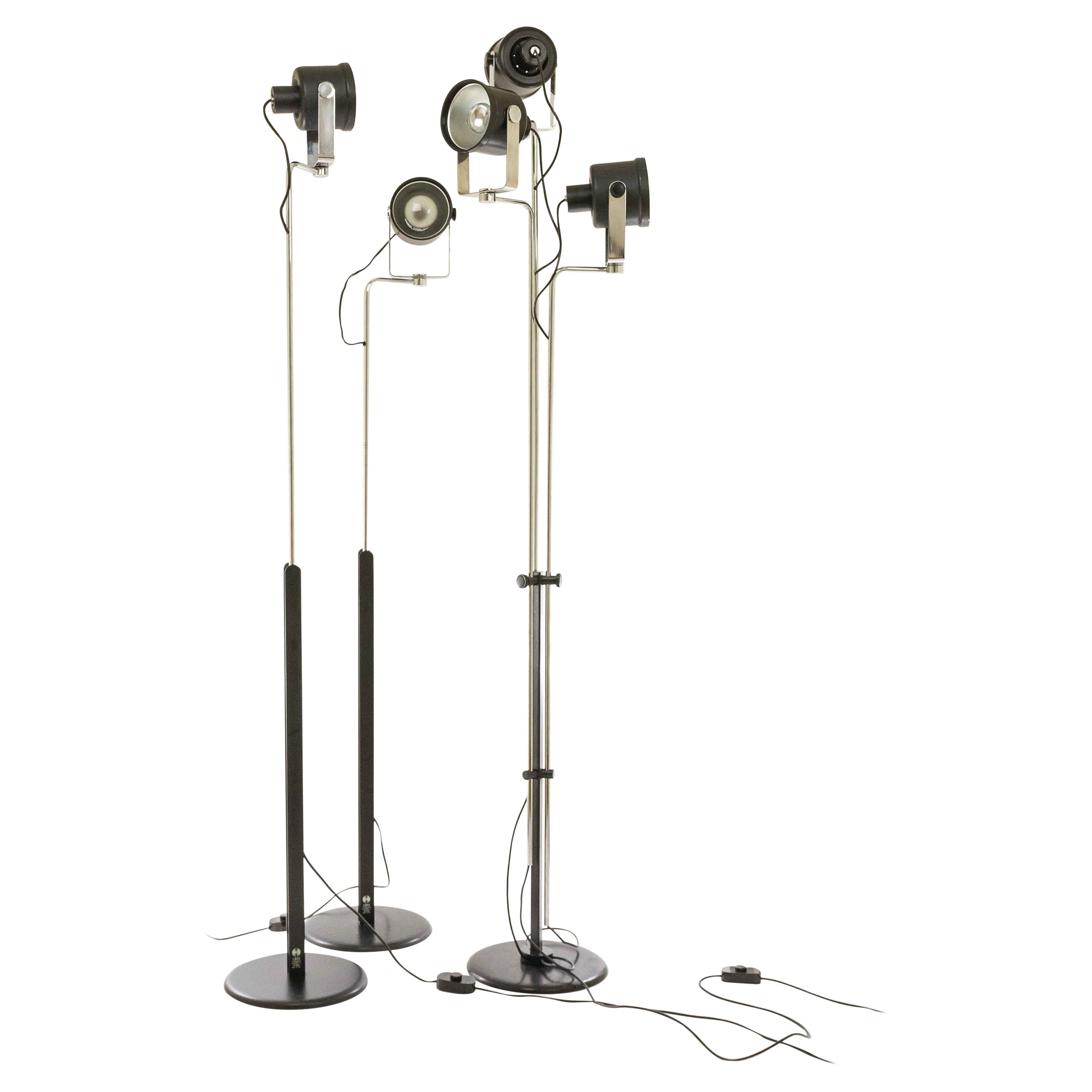 Three P433 Floor Lamps by Brusasco & Torretta for Luci Italia, 1970s