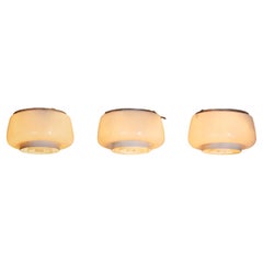 Three Paavo Tynell "A2-8" Opal Glass Ceiling Lights for Idman, Finland 1960s