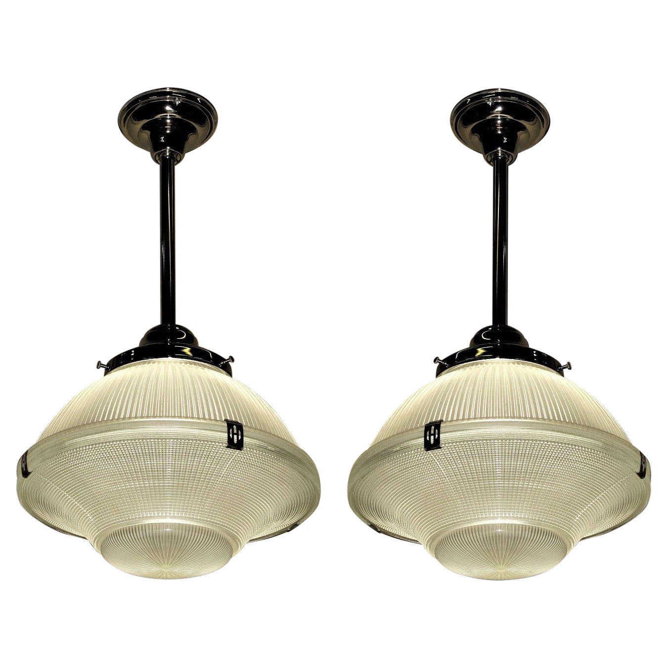 Three Pair Large 14" Holophane Shade Priced Per Pair 'Six Total'